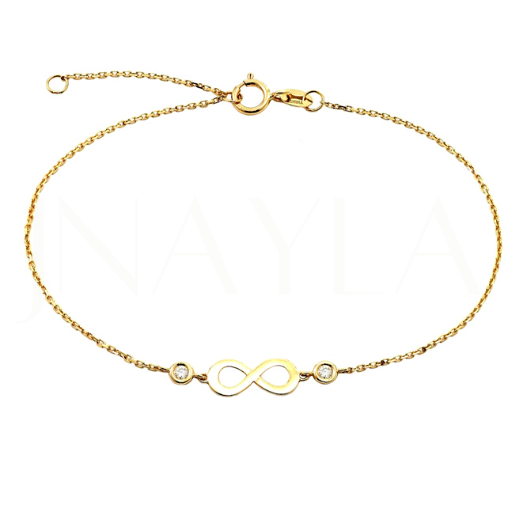 14K Bezel Diamond Infinity Bracelet