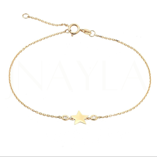14K Bezel Diamond Star Bracelet