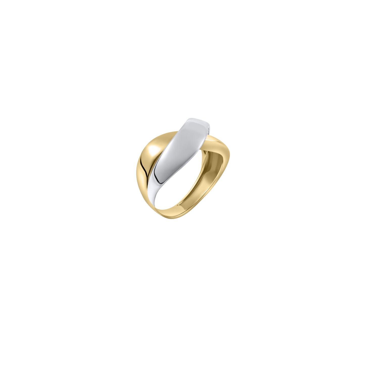 Two tone band Valley Ring with White and Yellow Gold